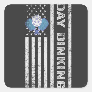Sticker Carré Jour du Pickleball Doyen du drapeau patriotique am