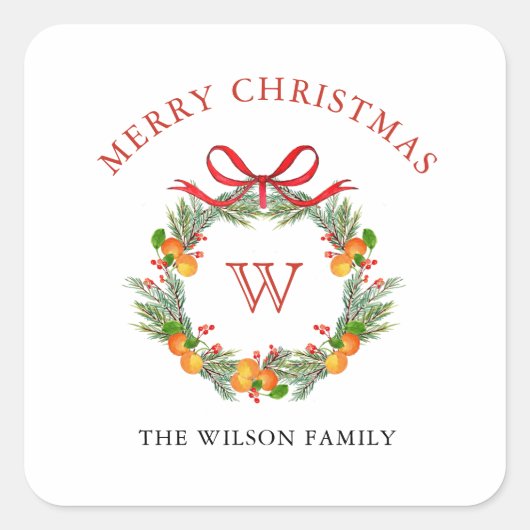 Sticker Carré Jour férié de Noël Monogram (Devant)