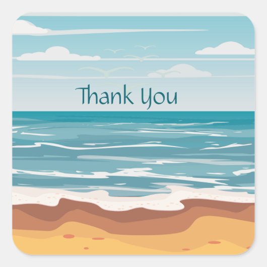 Sticker Carré Journée à la plage (Devant)