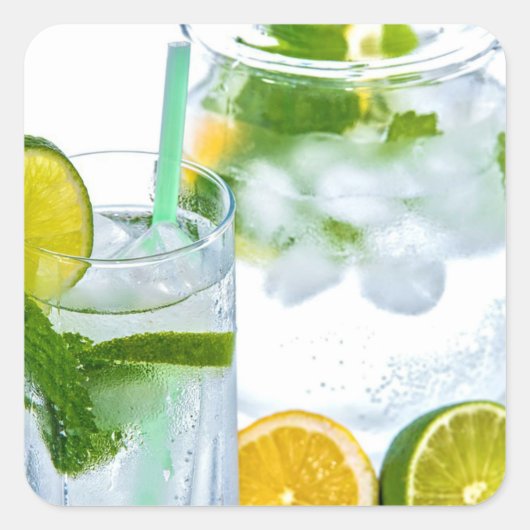 Sticker Carré Journée chaude d'été...Rafraîchissant (Devant)