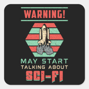 Sticker Carré Journée de science-fiction Espace Alien Science Ne