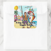 Sticker Carré Journée ensoleillée aventure de pêche (Sac)