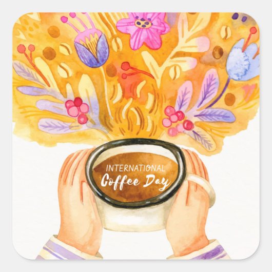 Sticker Carré Journée internationale du café (Devant)