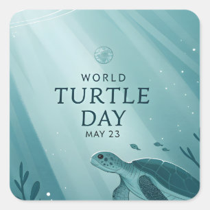 Sticker Carré Journée mondiale de la tortue Art de tortue marine