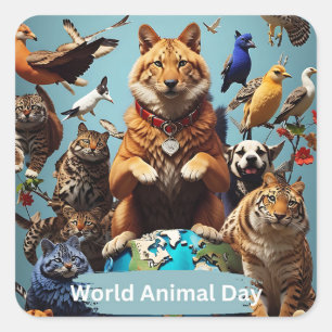 Sticker Carré Journée mondiale des animaux