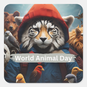 Sticker Carré Journée mondiale des animaux