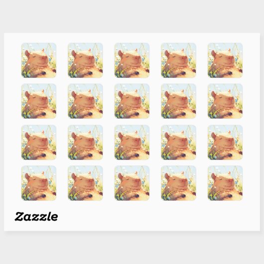 Sticker Carré Jours de Capybara Lazy (Feuille)