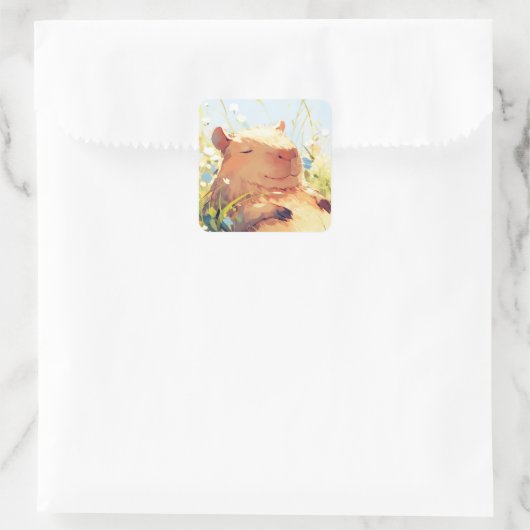 Sticker Carré Jours de Capybara Lazy (Sac)