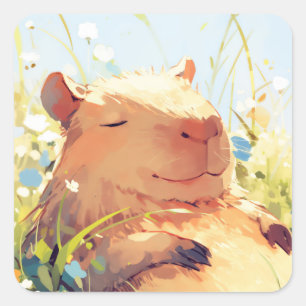 Sticker Carré Jours de Capybara Lazy