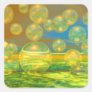 Sticker Carré Jours d'or - Tranquillité Jaune & Azur