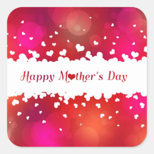 Sticker Carré Jovely Happy Mother's Day Hearts