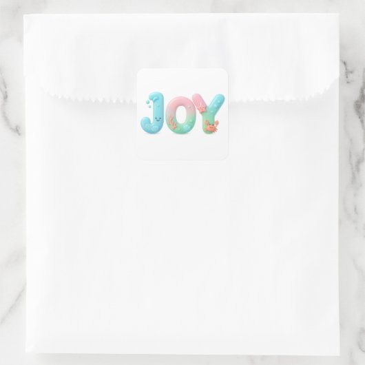 Sticker Carré JOY Pastel Ocean Glossy Word (Sac)