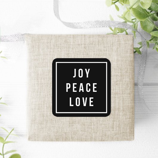 Sticker Carré Joy Peace Love | Vacances Noir & Blanc
