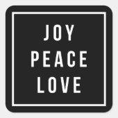 Sticker Carré Joy Peace Love | Vacances Noir & Blanc (Devant)