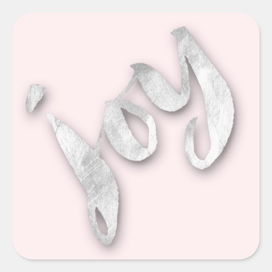 Sticker Carré Joy Silver Grey Blush Rose Gold Metallic Script (Devant)