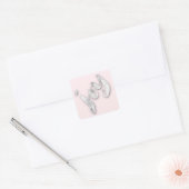 Sticker Carré Joy Silver Grey Blush Rose Gold Metallic Script (Enveloppe)