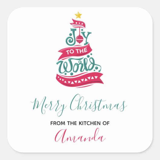 Sticker Carré Joy to the World Christmas Citation Typographie (Devant)
