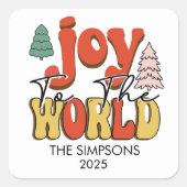 Sticker Carré Joy to the World Retro Cadeau (Devant)