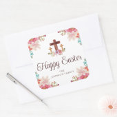 Sticker Carré Joyeuse aquarelle florale de Pâques Croix religieu (Enveloppe)