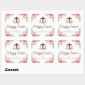 Sticker Carré Joyeuse aquarelle florale de Pâques Croix religieu (Feuille)