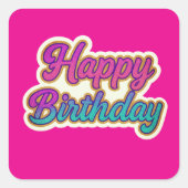 Sticker Carré Joyeuse conception de typographie d'anniversaire e (Devant)