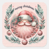 Sticker Carré Joyeuse couronne Père Noël rose Noël (Devant)