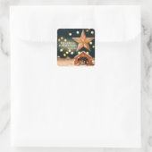 Sticker Carré Joyeuse crèche de Noël sous étoile (Sac)