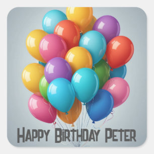 Sticker Carré Joyeuse fête des ballons d'anniversaire