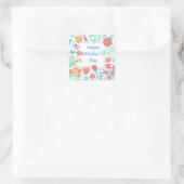 Sticker Carré Joyeuse Fête des Mères Cadre Floral (Sac)