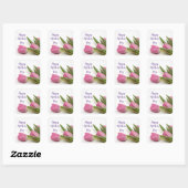 Sticker Carré Joyeuse Fête des Mères Violet Script Tulips rose (Feuille)
