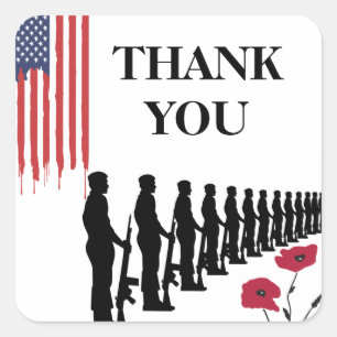 Sticker Carré Joyeuse Fête des Vétérans Patriotique Merci