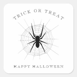Sticker Carré Joyeuse fête d'Halloween à Trick ou Treat Spider