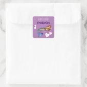 Sticker Carré Joyeuse fille d'anniversaire Rainbow Mermaid Illus (Sac)