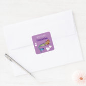Sticker Carré Joyeuse fille d'anniversaire Rainbow Mermaid Illus (Enveloppe)