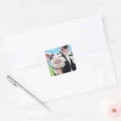 Sticker Carré Joyeuse peinture de petit cochon (Enveloppe)