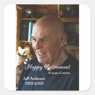 Sticker Carré Joyeuse retraite nom à ajouter photo années de ser