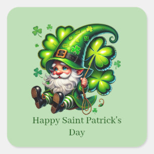 Sticker Carré Joyeuse Saint-Patrick personnalisable lutin