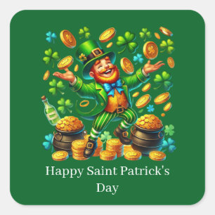 Sticker Carré Joyeuse Saint-Patrick personnalisable lutin
