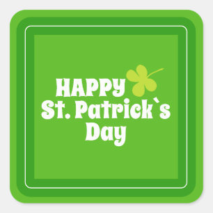 Sticker Carré Joyeuse Saint Patrick`s day Green Lucky Shamrock