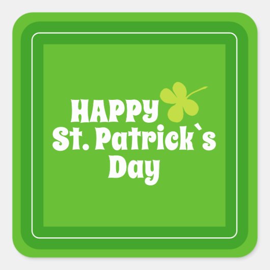 Sticker Carré Joyeuse Saint Patrick`s day Green Lucky Shamrock (Devant)