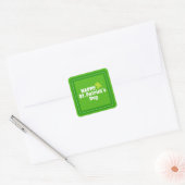 Sticker Carré Joyeuse Saint Patrick`s day Green Lucky Shamrock (Enveloppe)