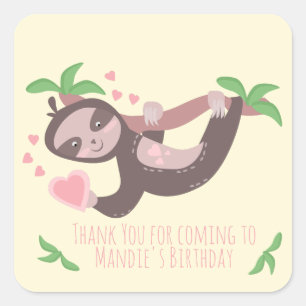 Sticker Carré Joyeuse Saint-Valentin Cœur de Paresseux Anniversa
