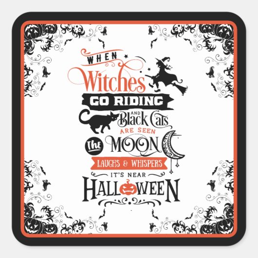 Sticker Carré Joyeuse sorcière Halloween (Devant)