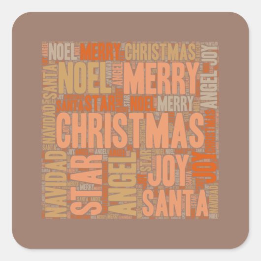 Sticker Carré Joyeuse typographie de Noël (Devant)