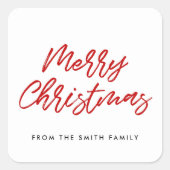 Sticker Carré Joyeuse typographie rouge et blanche de Noël (Devant)