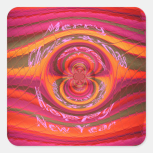 Sticker Carré Joyeuses couleurs Joyeux Noël Bonne année design