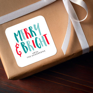 Sticker Carré Joyeuses et brillantes fêtes