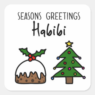 Sticker Carré Joyeuses Fêtes Habibi
