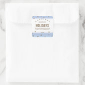 Sticker Carré Joyeuses fêtes. Noël des flocs à neige en or (Sac)