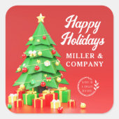Sticker Carré Joyeuses fêtes Noël Festive Logo d'entreprise (Devant)